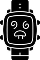 Dazed mood solid dial watch icon vector