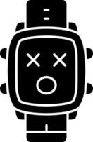 Dizzy emotion solid watch dial icon vector