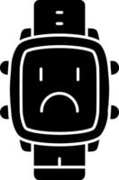 Unhappy mood solid watch dial icon vector