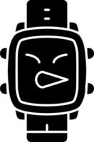 Grimacing face solid watch dial icon vector