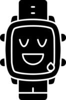 Relieved face solid watch dial icon vector