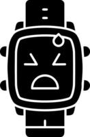 Sad relieved solid watch dial icon vector