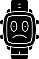 Flushed emotion solid watch dial icon vector