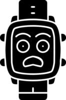 Fearful mood solid watch dial icon vector