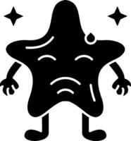 Embarrassed star emoji solid style vector