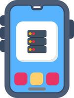 Colourful database icon for data management on phone vector