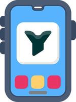 Colourful funnel icon for filtering app data vector