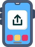 Colourful upload icon for sending mobile content vector