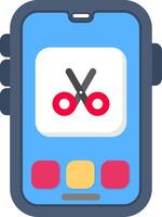 Colourful scissor icon for cut and edit functions vector