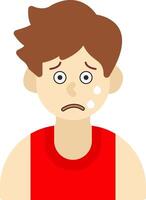 Anxious Boy With Sweat Icon vector