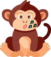 Whistling Monkey Flat Emoji vector