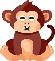 Muted Monkey with Crossed Mouth Icon vector