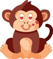 Monkey Smiling With Heart Eyes Icon vector