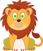 Starstruck Lion Expression Flat Icon vector