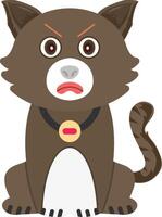 Angry Cat Flat Expression Icon vector