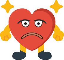 Sad Heart Emoji Flat Cartoon Style vector