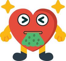 Vomiting Heart Emotion Colourful Flat Icon vector