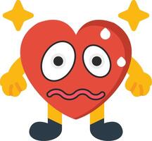 Nervous Heart Expression Flat Icon Design vector