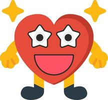 Starstruck Heart Expression Colourful Icon vector