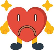 Unhappy Heart Face Expression Icon vector