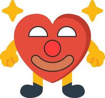 Clown Heart Funny Character Flat vector