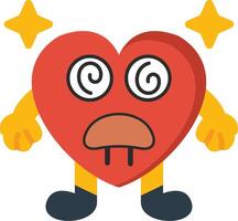 Dazed Heart Face Flat Colourful vector