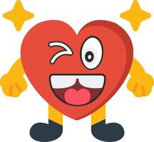 Naughty Heart Character Colourful Flat Style vector