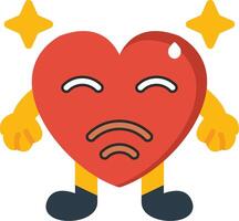 Embarrassed Heart Expression Flat Icon vector