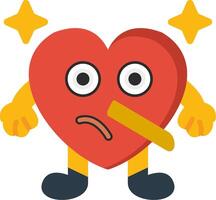 Liar Heart Emoji Face Flat Design vector