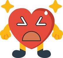 Sad Relieved Heart Flat Colourful vector