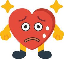 Anxious With Sweat Heart Flat Emoji Icon vector