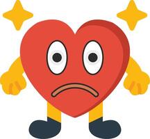 Flushed Heart Face Expression Flat Style vector