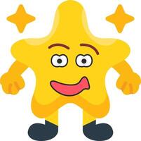 Grinning Star Face Colourful Comic Style vector