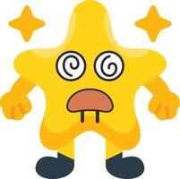 Dazed Star Look Colourful Face Icon vector