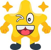 Naughty Star Expression Colourful Flat Art vector