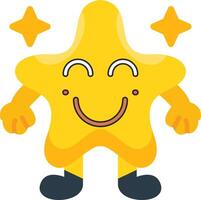 Blush Star Cheeks Colourful Flat Face Icon vector