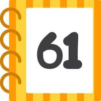 Flat Sixty One Icon for Kids Counting vector
