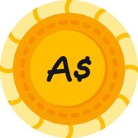 Australian Dollar Coin Flat Color Icon vector