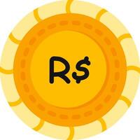 Brazilian Real Coin Colorful Flat Icon vector