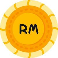 Malaysian Ringgit Coin Flat Color Style vector