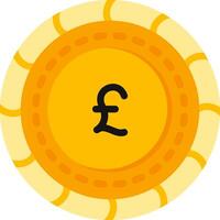 Pound Sterling Coin Flat Color vector