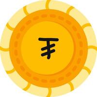 Tugrik Coin Flat Color Currency vector