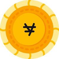 Japanese Yen Coin Flat Colorful Icon vector