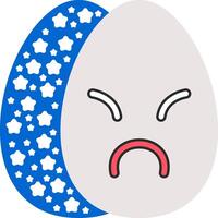 Upset Face Easter Egg Emoji Color Style vector