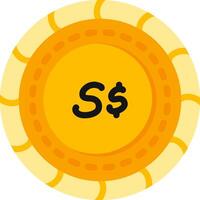 Singapore Dollar Coin Flat Color Style vector