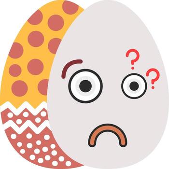 Thinking Face Easter Egg Flat Style vector