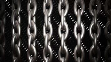 Metal chains hanging in close view showcasing texture and design in industrial setting video