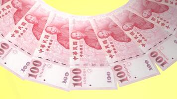 67 Lustrous Looping Design of 100 yuan Currency of Taiwan video