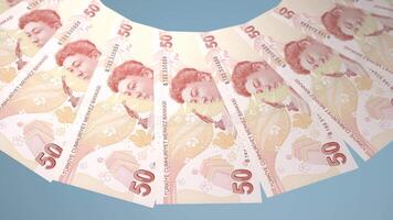 122 Shimmering Looping Design of 50 lira Currency of Turkey video