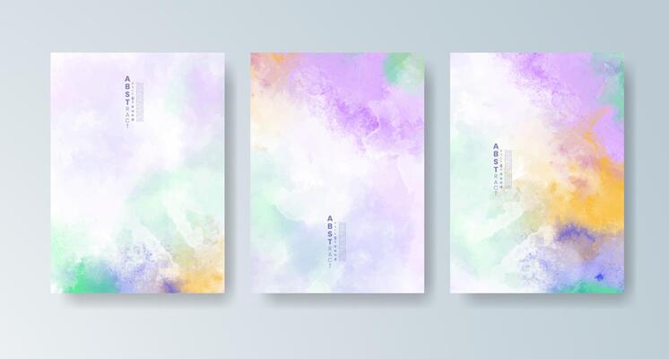 Multicolored watercolor textures featured on creative cards.